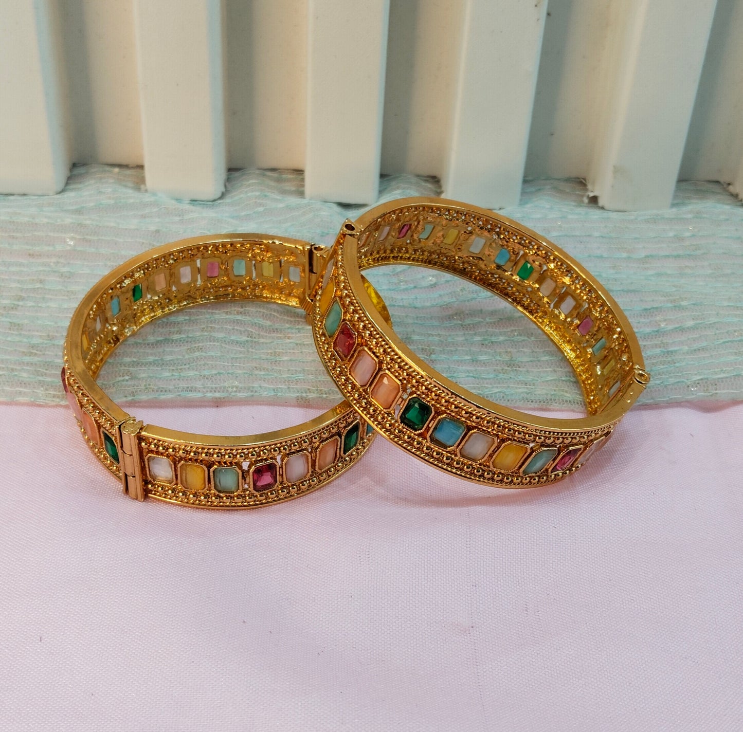 2.6 Size Indian bangles jewelry /Traditional bollywood jewelry/ Multi Color gold bangles