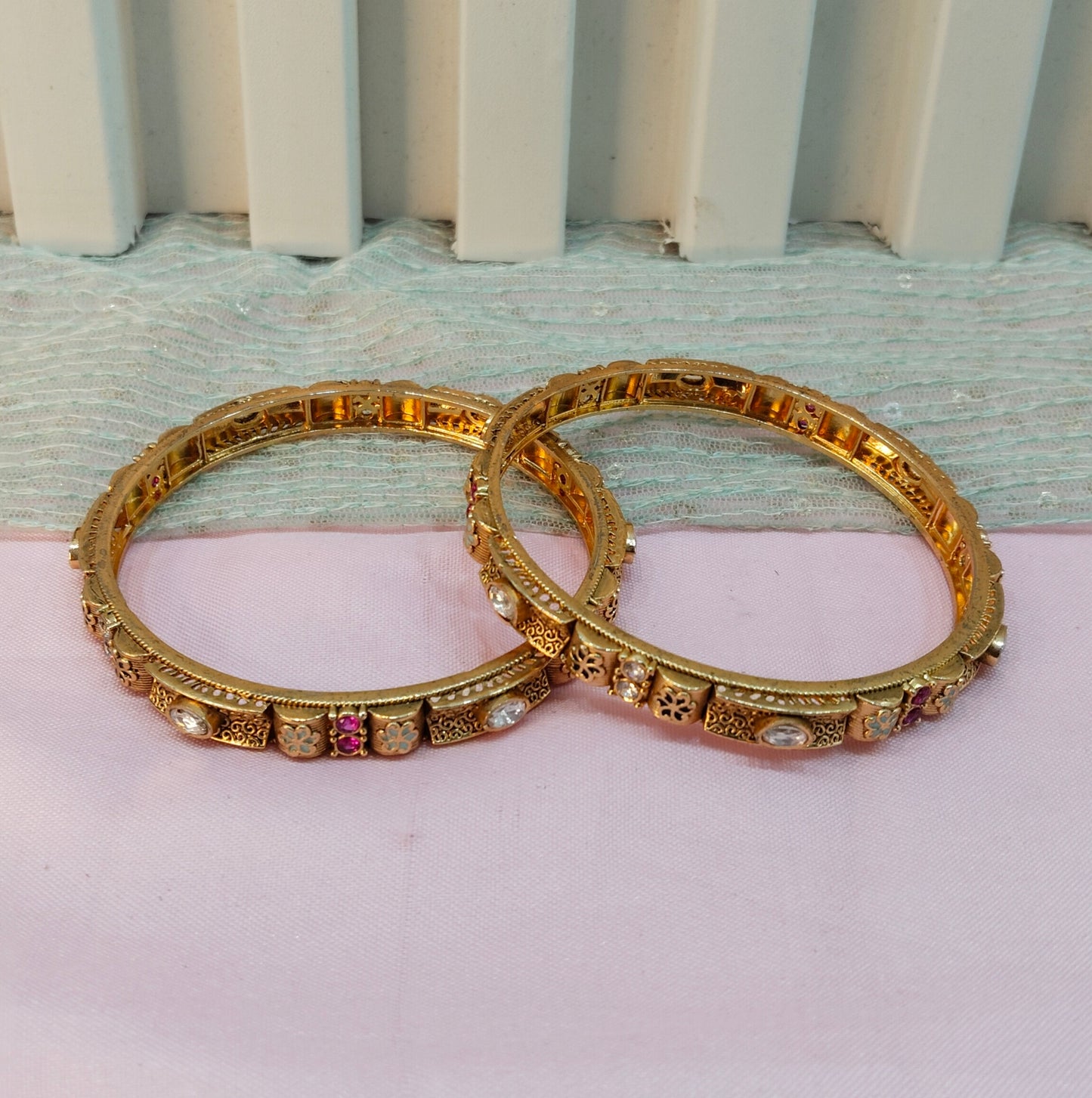 2.6 Size Indian bangles jewelry /Traditional bollywood jewelry/Ruby gold bangles