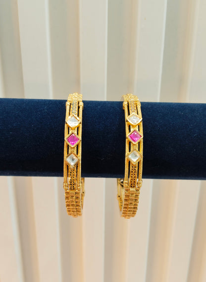 2.6 Size Indian bangles jewelry /Traditional bollywood jewelry/Ruby Gold bangles
