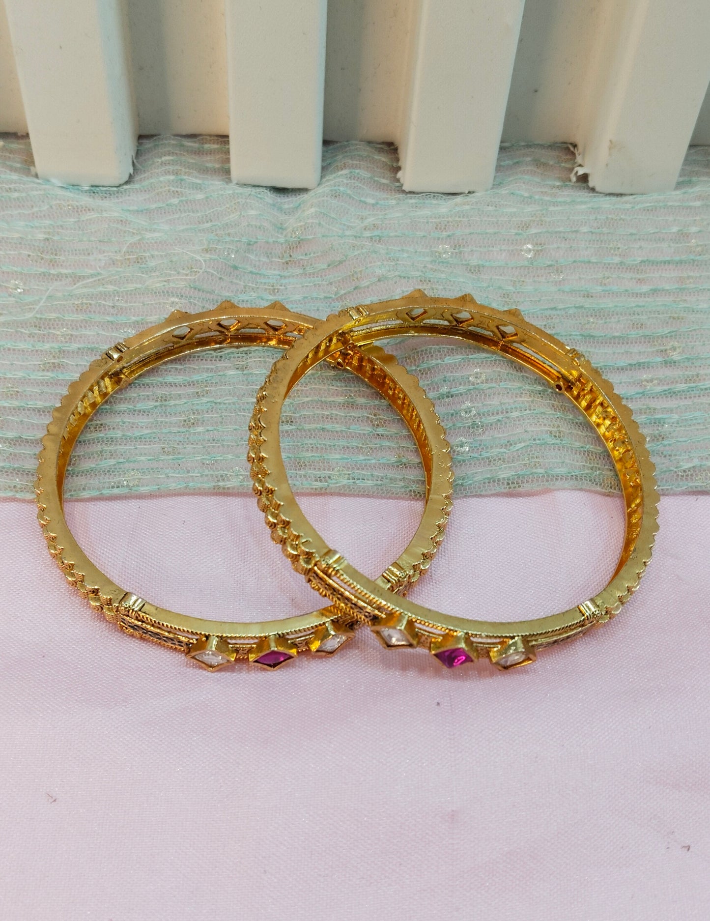 2.6 Size Indian bangles jewelry /Traditional bollywood jewelry/Ruby Gold bangles