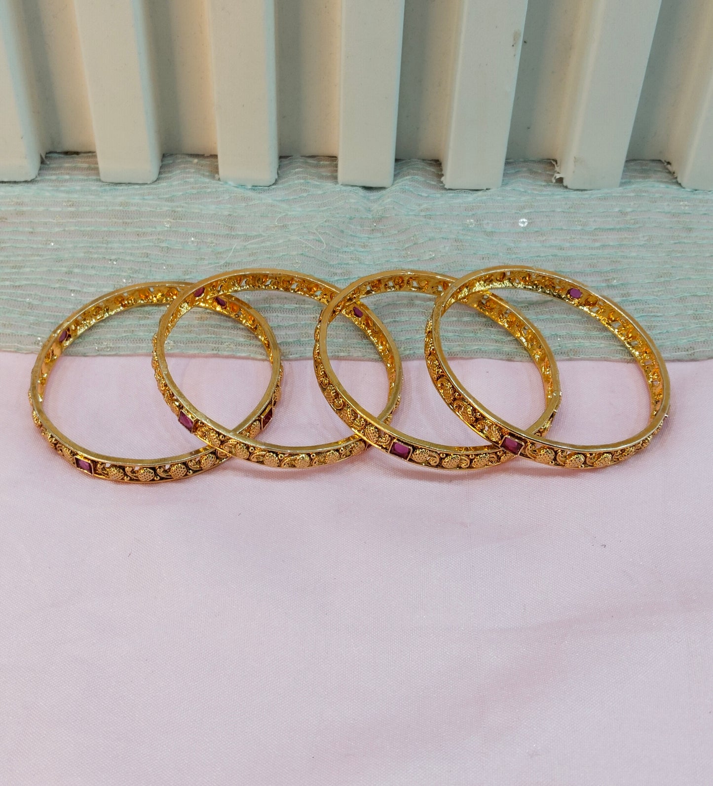2.6 Size Indian bangles jewelry /Traditional bollywood jewelry/Ruby Gold bangles