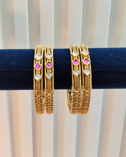 2.8 Size Indian bangles jewelry /Traditional bollywood jewelry/Ruby Gold bangles