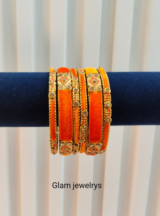 2.6 Size Indian bangles jewelry /Traditional bollywood jewelry/ Orange Antique bangles