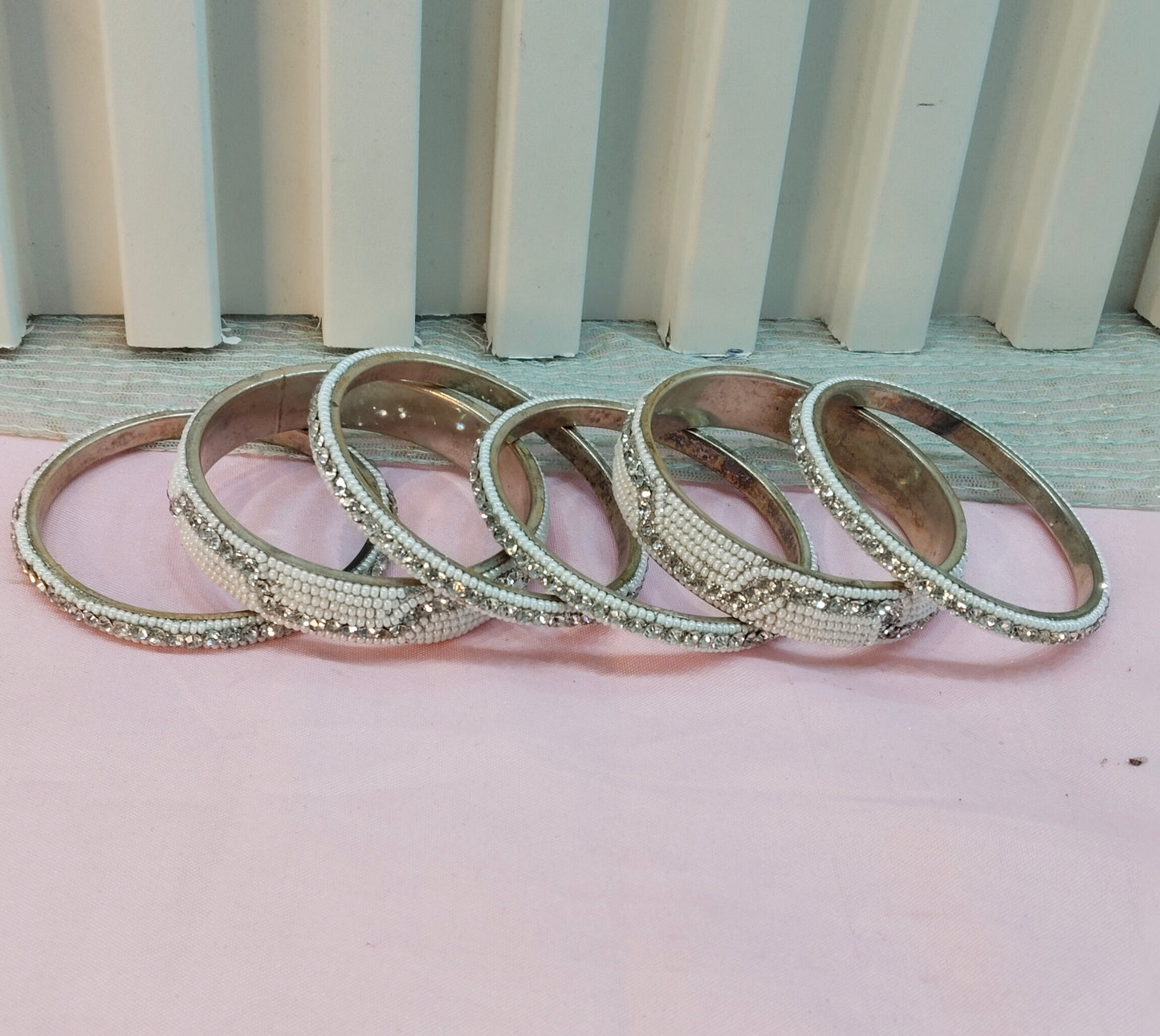2.6 Size Indian bangles jewelry /Traditional bollywood jewelry/Silver White Antique bangles