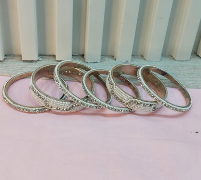 2.6 Size Indian bangles jewelry /Traditional bollywood jewelry/Silver White Antique bangles