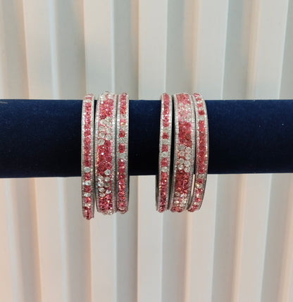 2.6 Size Indian bangles jewelry /Traditional bollywood jewelry/Silver Pink Antique bangles