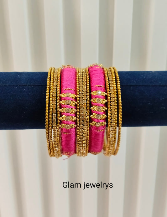 2.6 Size Indian bangles jewelry /Traditional bollywood jewelry/Majenta Antique bangles