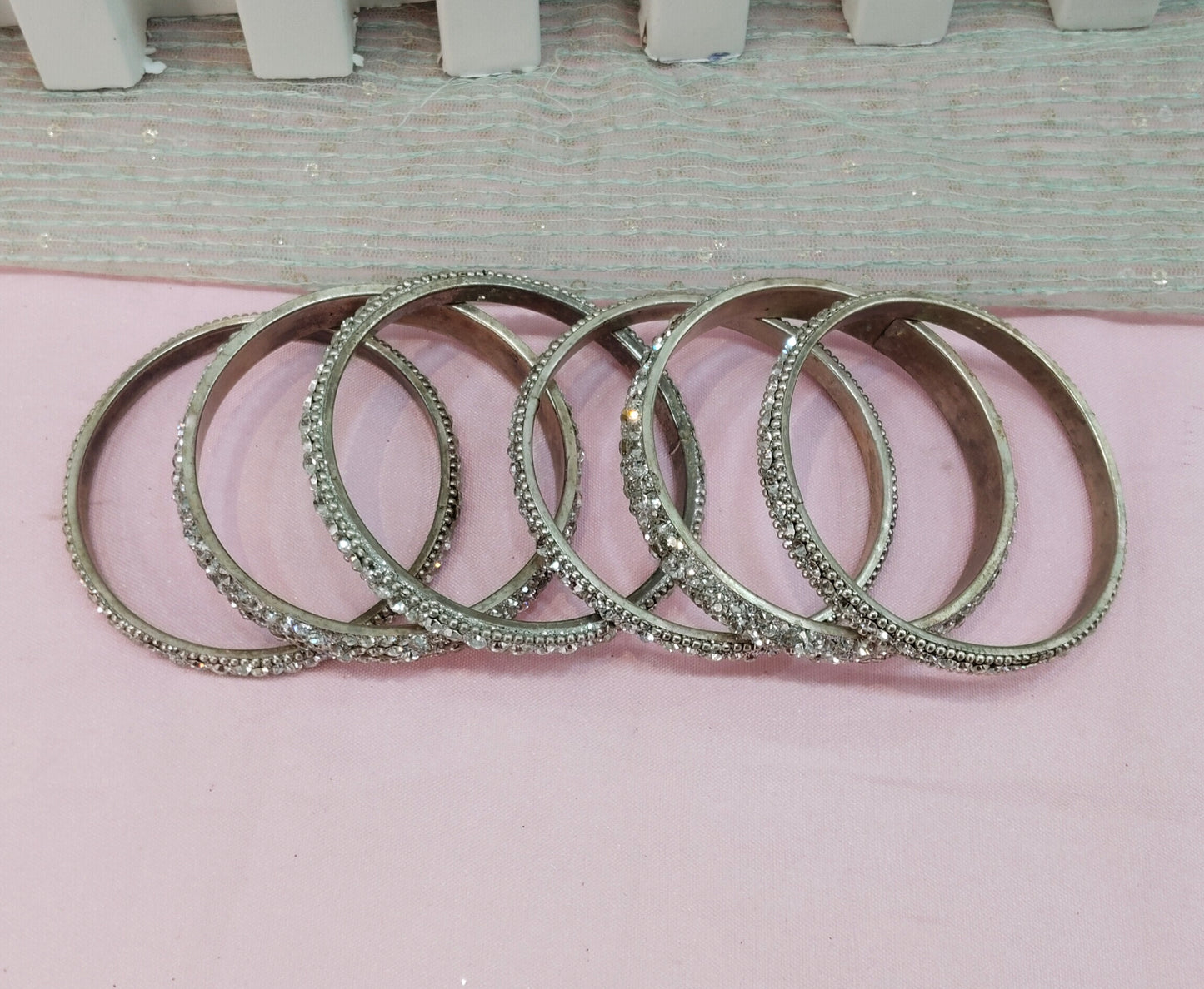2.6 Size Indian bangles jewelry /Traditional bollywood jewelry/Silver White Antique bangles