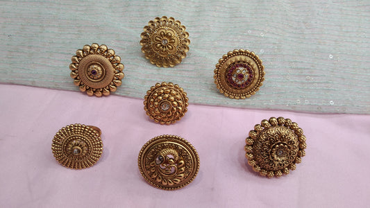 Gold Cocktail Indian Finger Rings