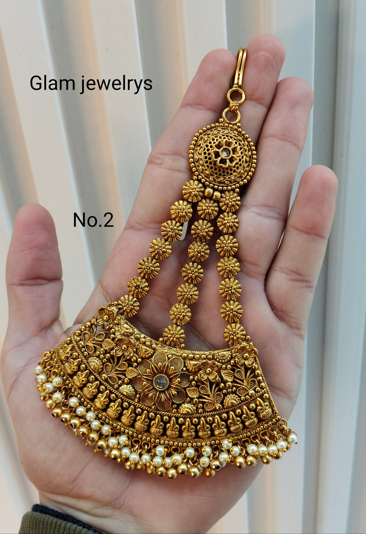 Gold Jhumar Headpassa Bridal Passa/Pakistani side Headpiece