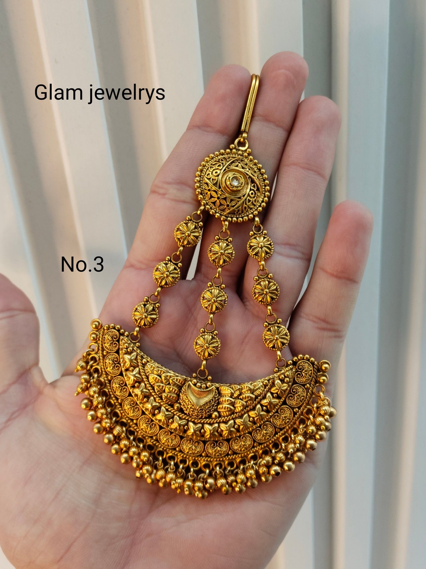 Gold Jhumar Headpassa Bridal Passa/Pakistani side Headpiece