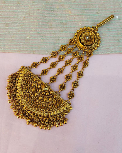 Gold Jhumar Headpassa Bridal Passa/Pakistani side Headpiece
