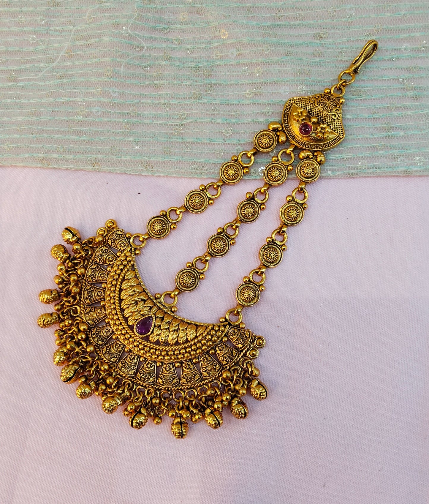 Gold Jhumar Headpassa Bridal Passa/Pakistani side Headpiece