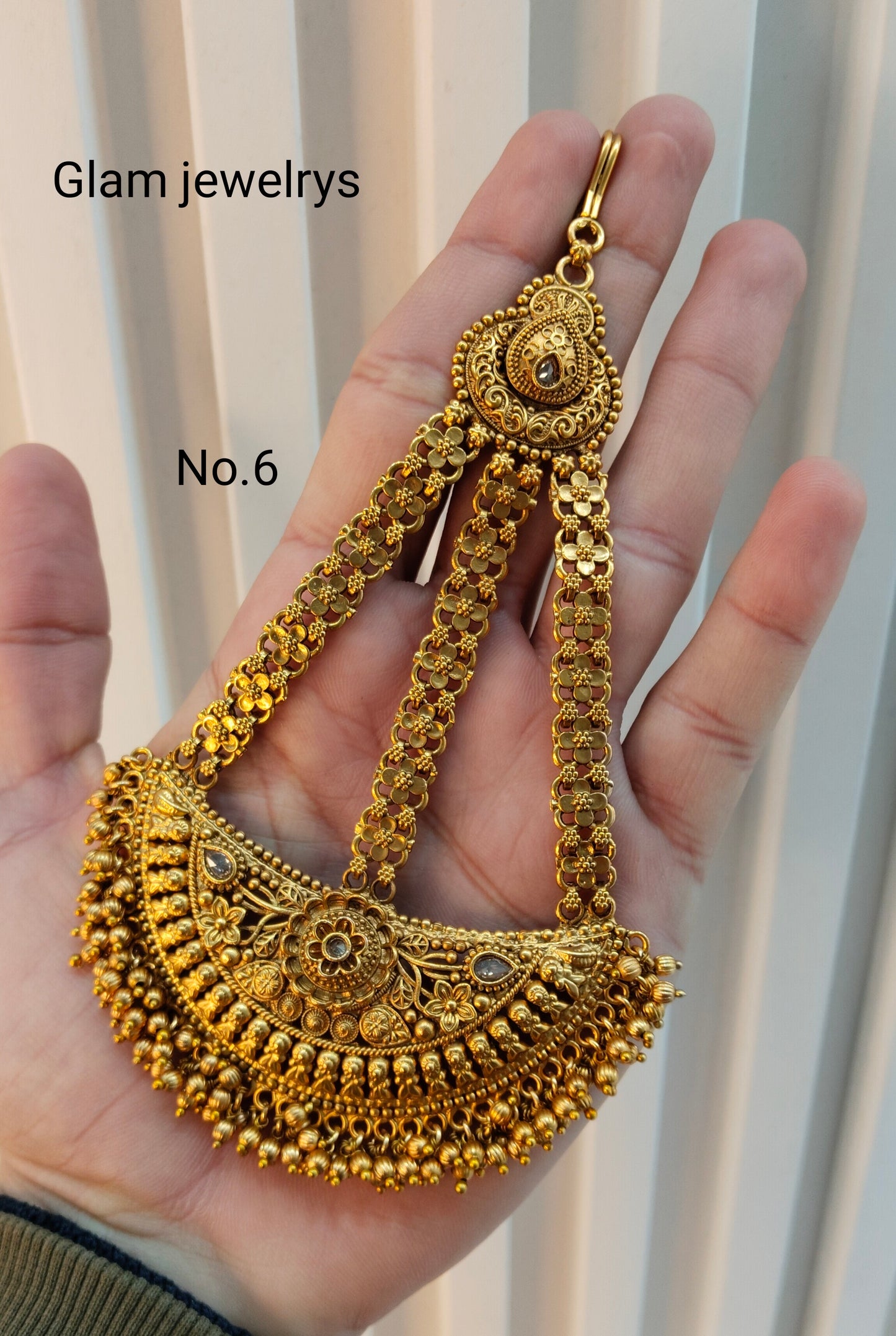 Gold Jhumar Headpassa Bridal Passa/Pakistani side Headpiece