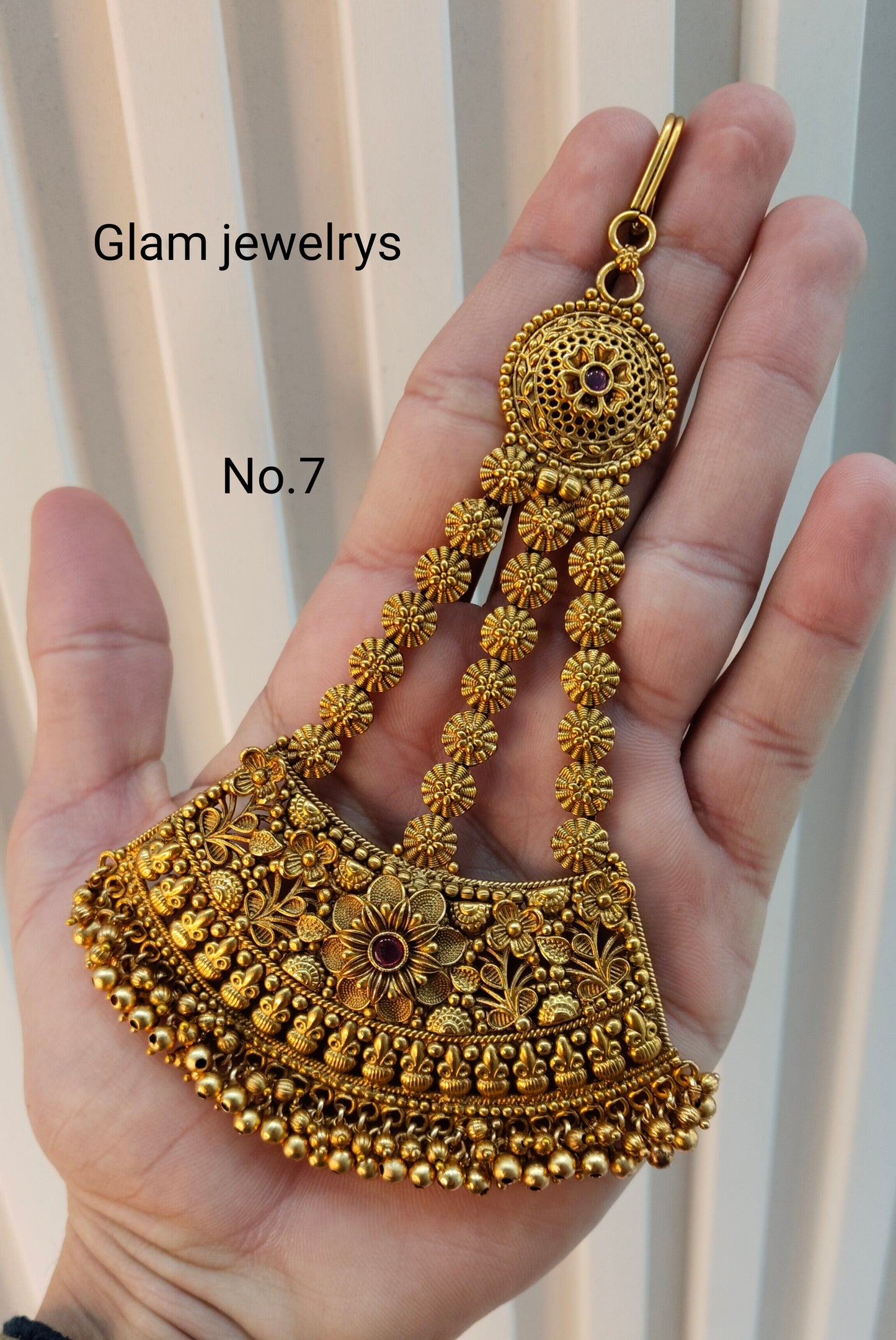 Gold Jhumar Headpassa Bridal Passa/Pakistani side Headpiece