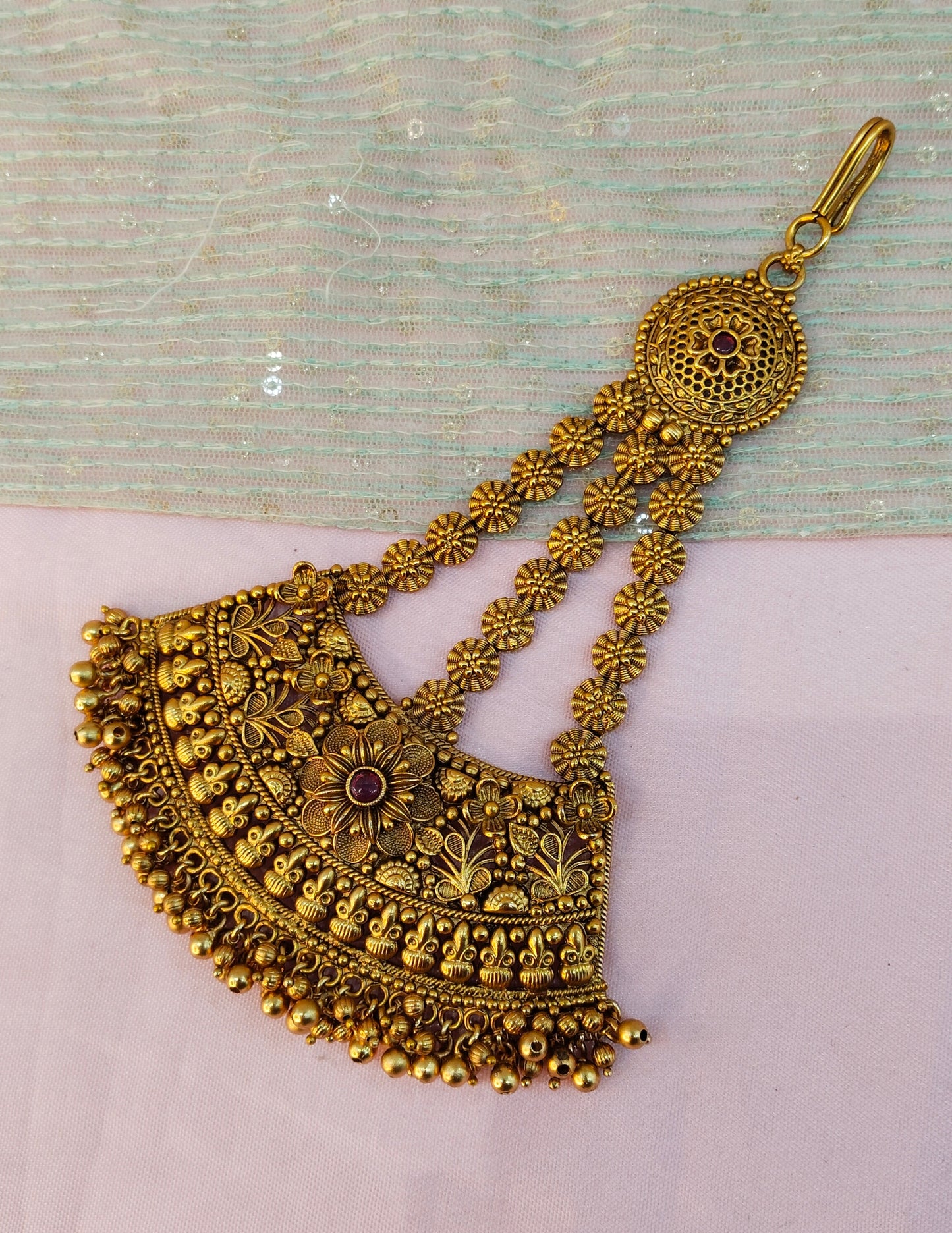 Gold Jhumar Headpassa Bridal Passa/Pakistani side Headpiece