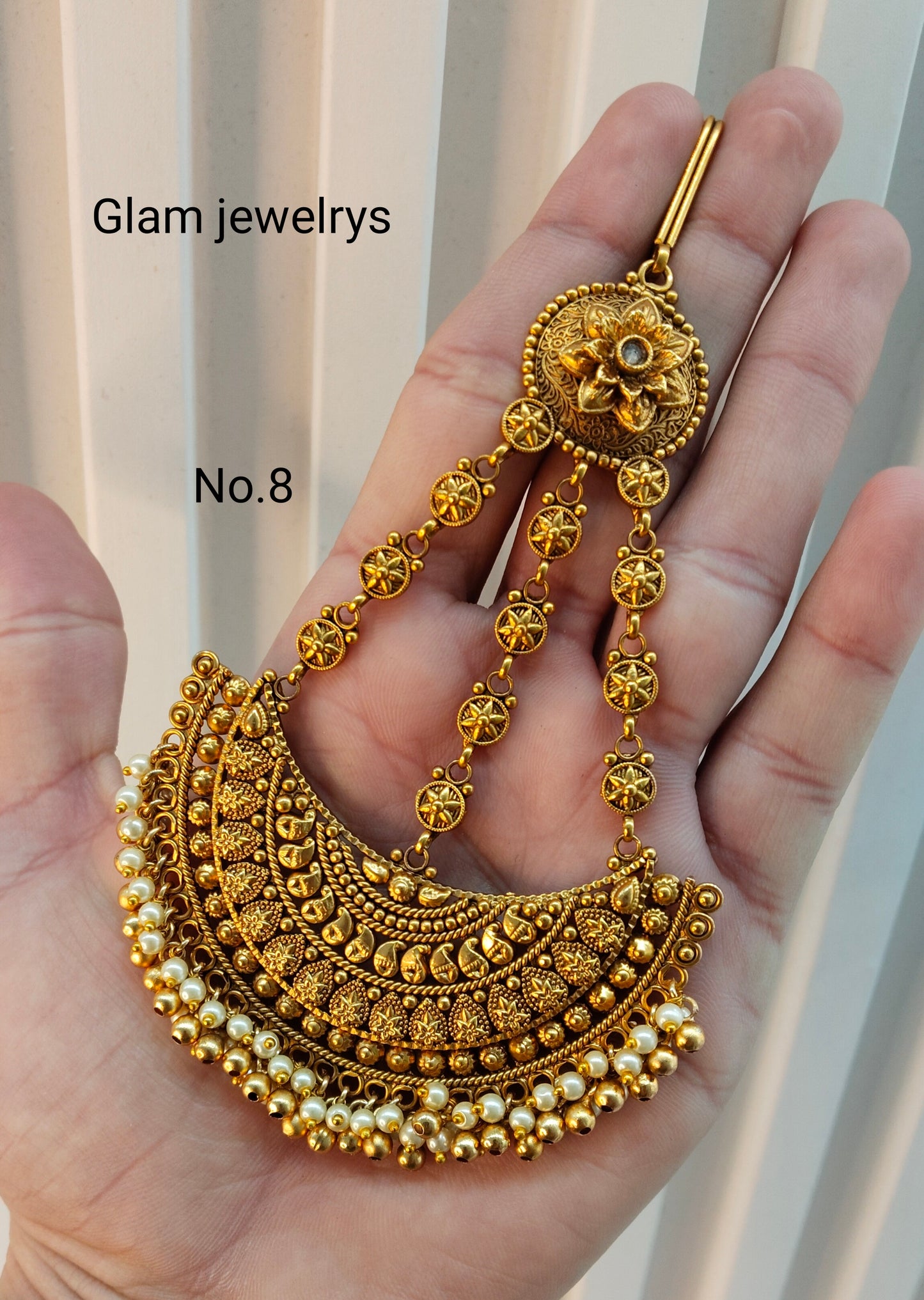 Gold Jhumar Headpassa Bridal Passa/Pakistani side Headpiece