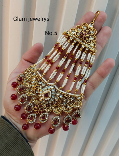 Kundan Jhumar Headpassa Bridal Passa/Pakistani side Headpiece