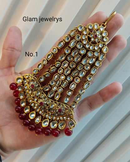 Kundan Jhumar Headpassa Bridal Passa/Pakistani side Headpiece