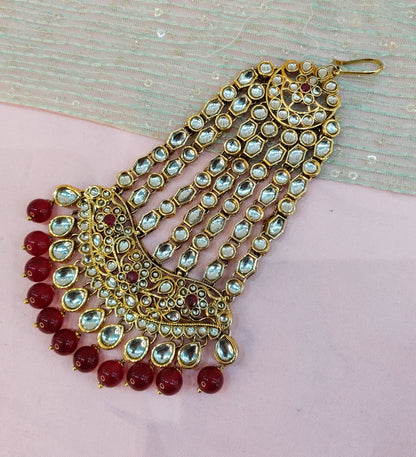 Kundan Jhumar Headpassa Bridal Passa/Pakistani side Headpiece