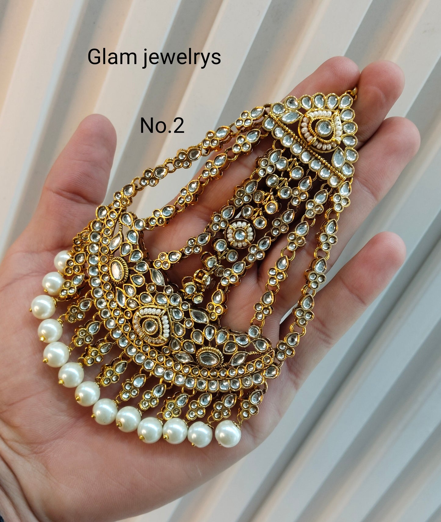 Kundan Jhumar Headpassa Bridal Passa/Pakistani side Headpiece