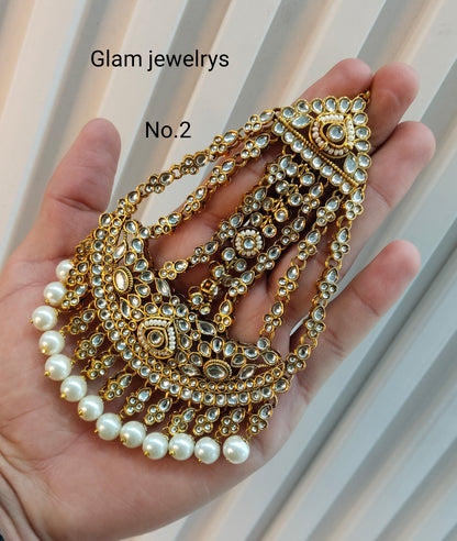 Kundan Jhumar Headpassa Bridal Passa/Pakistani side Headpiece