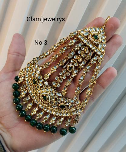 Kundan Jhumar Headpassa Bridal Passa/Pakistani side Headpiece