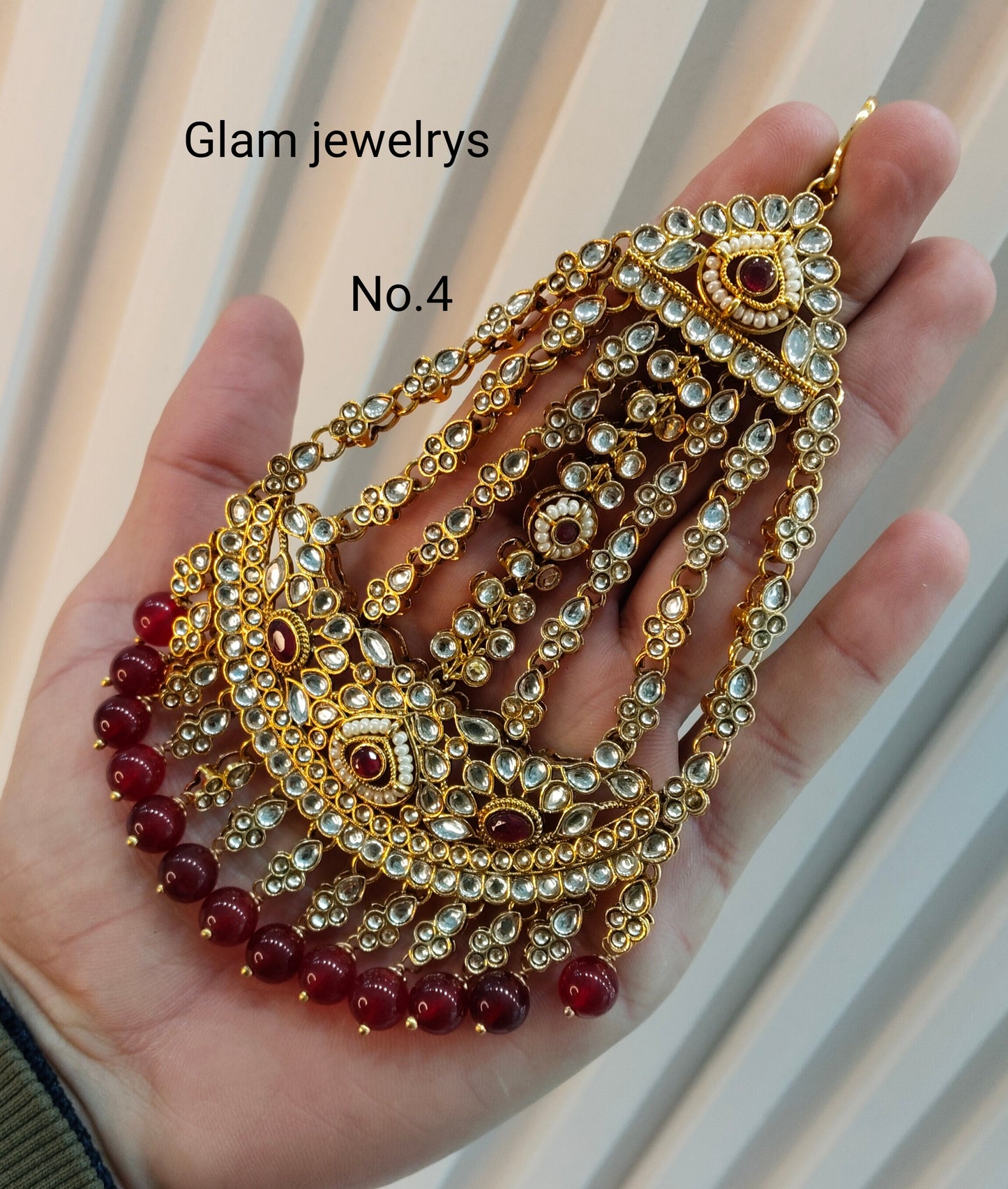 Kundan Jhumar Headpassa Bridal Passa/Pakistani side Headpiece
