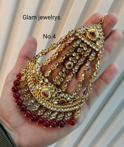 Kundan Jhumar Headpassa Bridal Passa/Pakistani side Headpiece