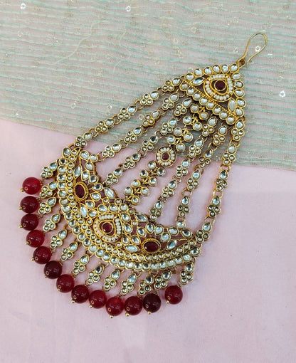 Kundan Jhumar Headpassa Bridal Passa/Pakistani side Headpiece