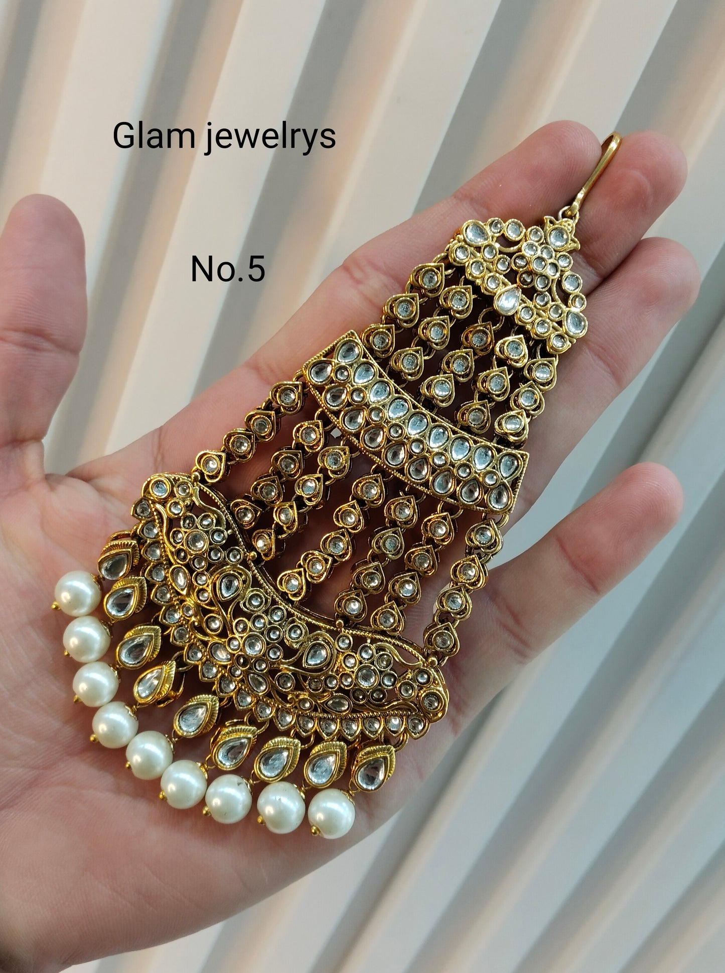 Kundan Jhumar Headpassa Bridal Passa/Pakistani side Headpiece