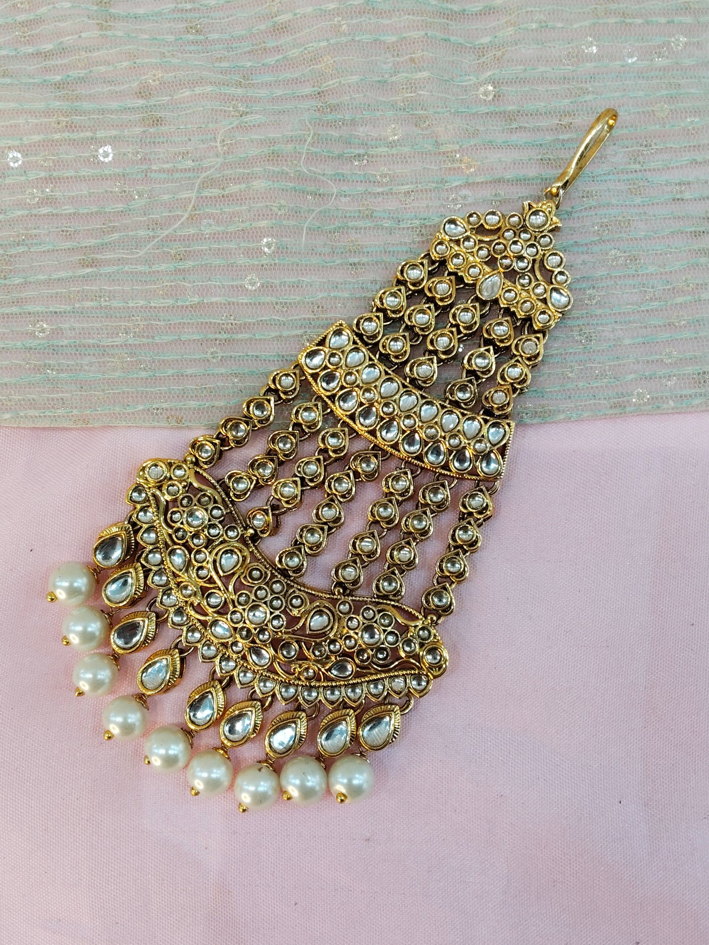 Kundan Jhumar Headpassa Bridal Passa/Pakistani side Headpiece