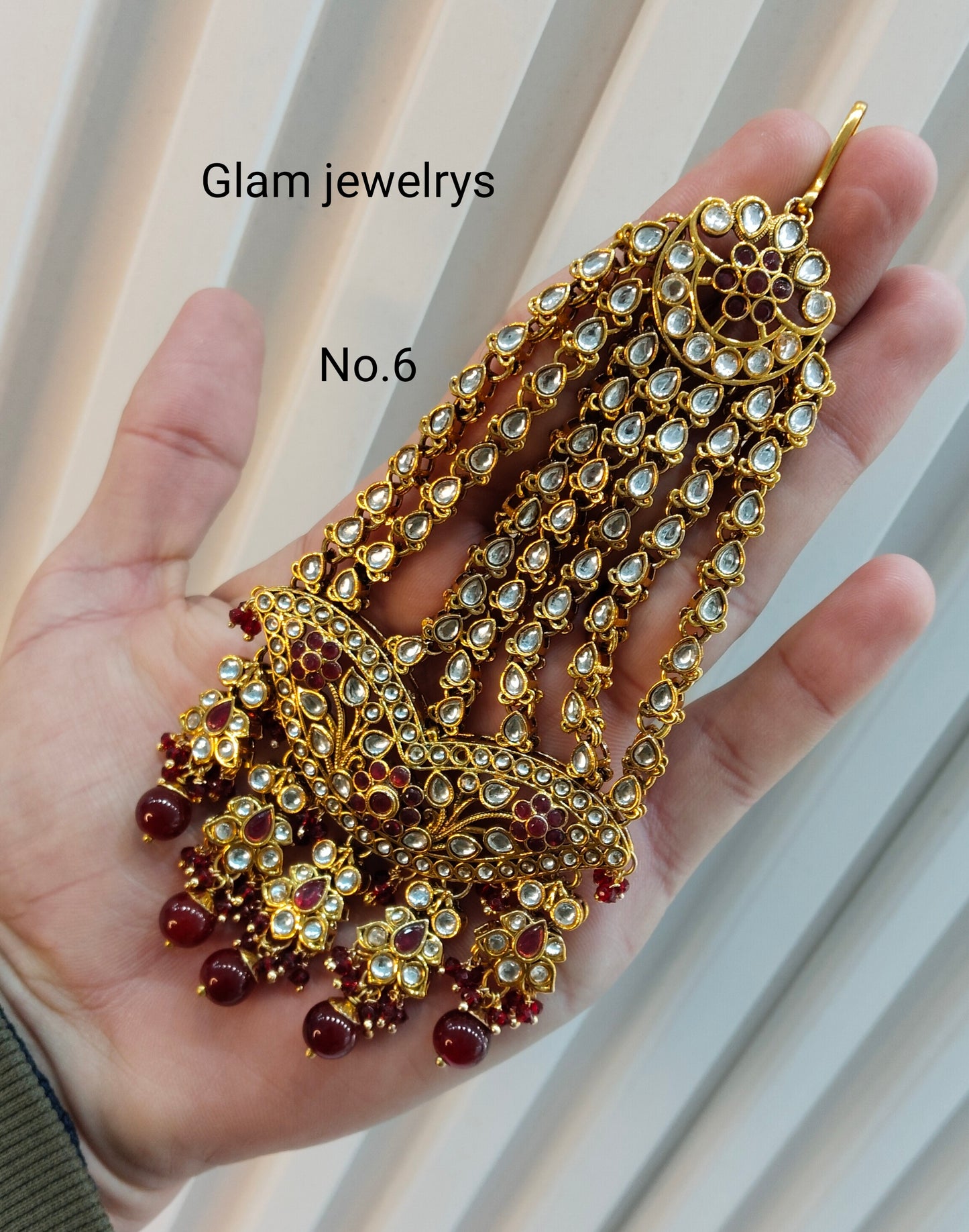Kundan Jhumar Headpassa Bridal Passa/Pakistani side Headpiece