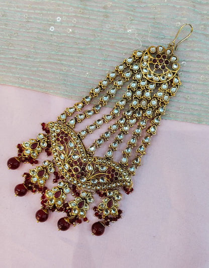 Kundan Jhumar Headpassa Bridal Passa/Pakistani side Headpiece