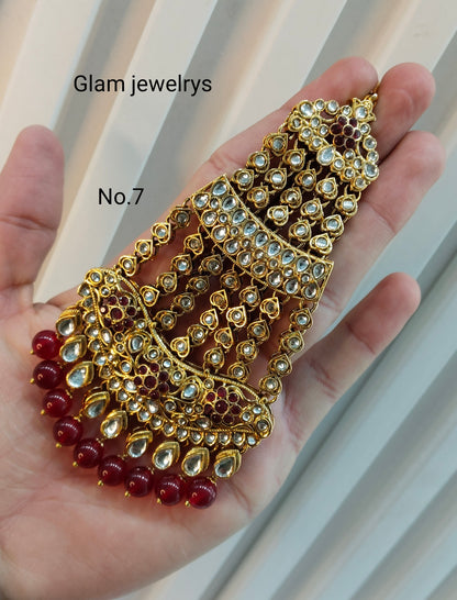Kundan Jhumar Headpassa Bridal Passa/Pakistani side Headpiece