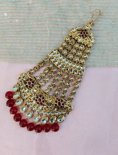 Kundan Jhumar Headpassa Bridal Passa/Pakistani side Headpiece