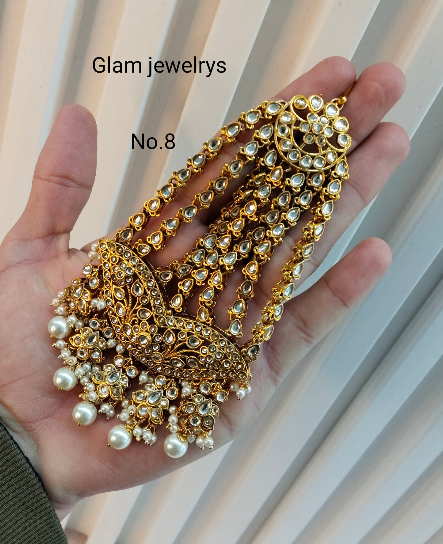 Kundan Jhumar Headpassa Bridal Passa/Pakistani side Headpiece