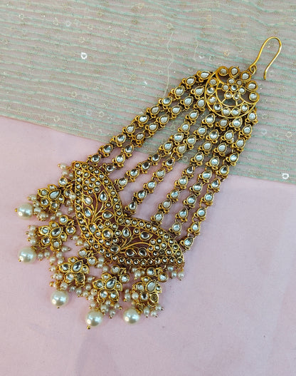 Kundan Jhumar Headpassa Bridal Passa/Pakistani side Headpiece