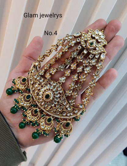 Kundan Jhumar Headpassa Bridal Passa/Pakistani side Headpiece