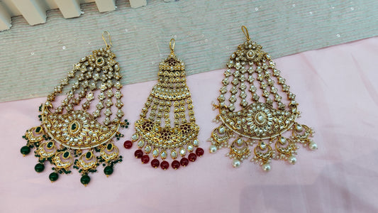 Kundan Jhumar Headpassa Bridal Passa/Pakistani side Headpiece