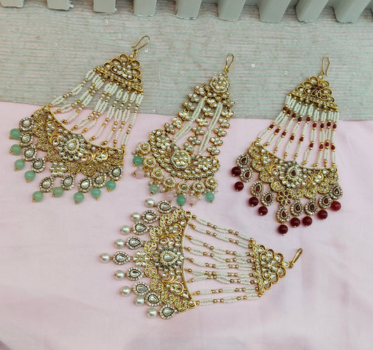 Kundan Jhumar Headpassa Bridal Passa/Pakistani side Headpiece