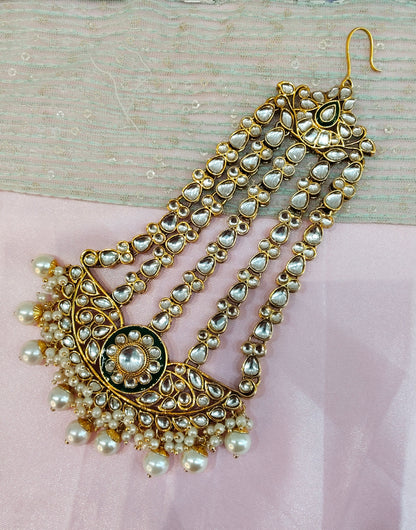 Kundan Jhumar Headpassa Bridal Passa/Pakistani side Headpiece