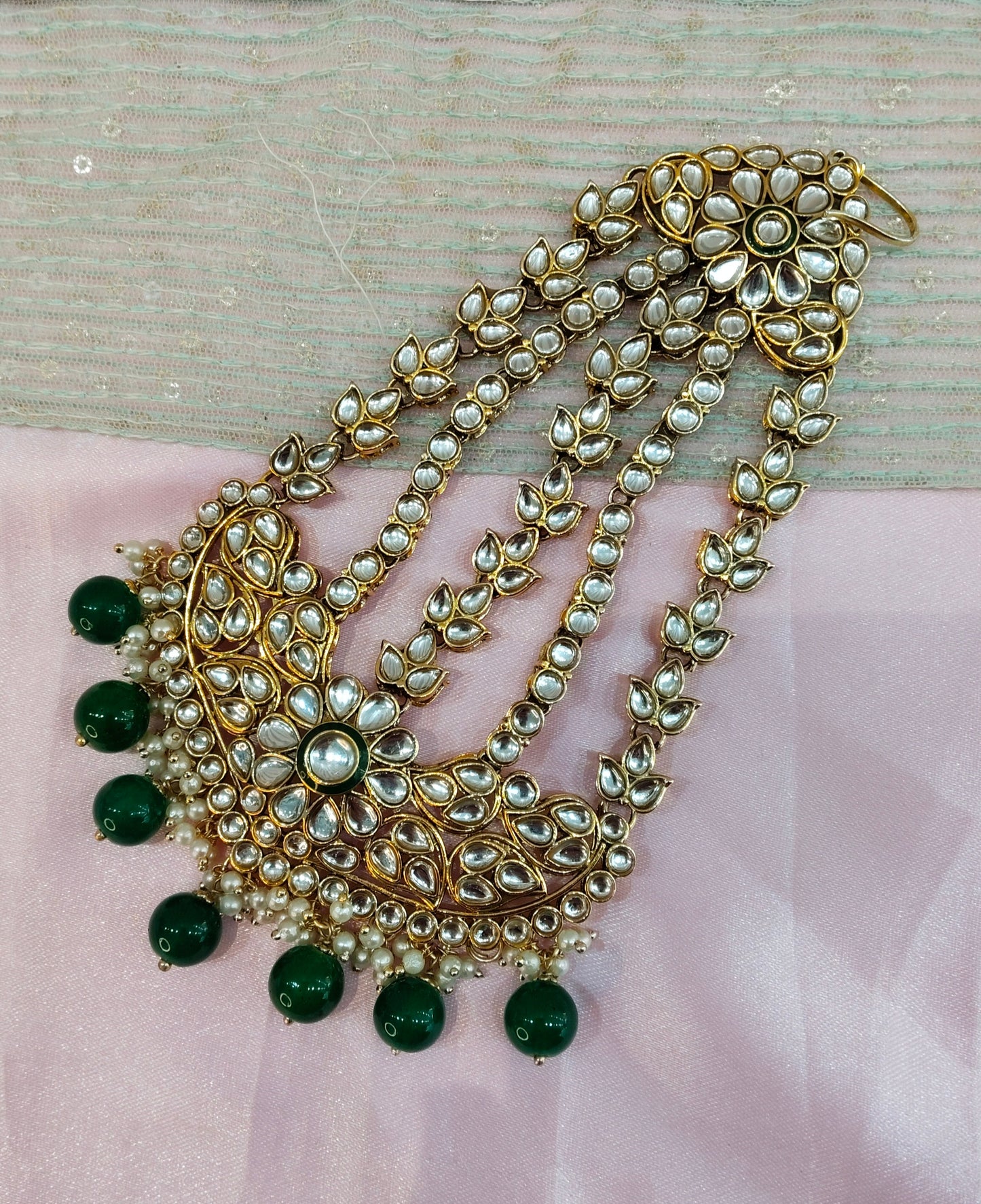 Kundan Jhumar Headpassa Bridal Passa/Pakistani side Headpiece
