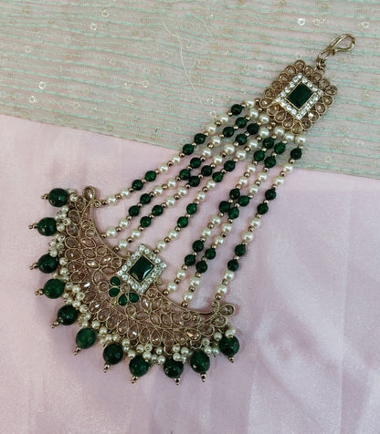 Champagne Stone Jhumar Headpassa Bridal Passa/Pakistani side Headpiece