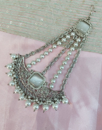 Champagne Stone Jhumar Headpassa Bridal Passa/Pakistani side Headpiece