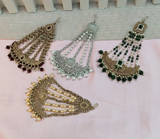 Champagne Stone Jhumar Headpassa Bridal Passa/Pakistani side Headpiece