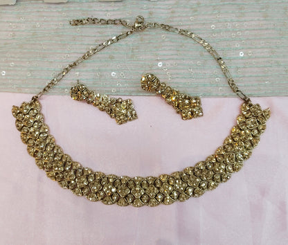 Antique Gold Necklace Set Indian Ponting Jewellery