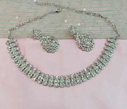 Silver White Necklace Set Indian Ponting Jewellery