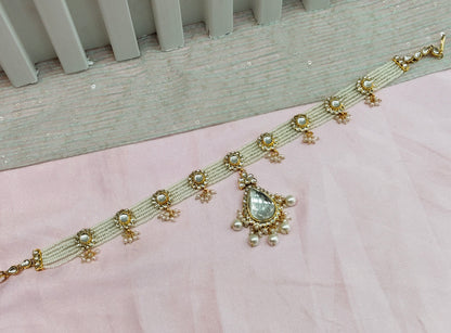 Indian Kundan Headpiece Matha Patti Head piece sheesh fool/Bollywood Head Piece Tikka Hair chain