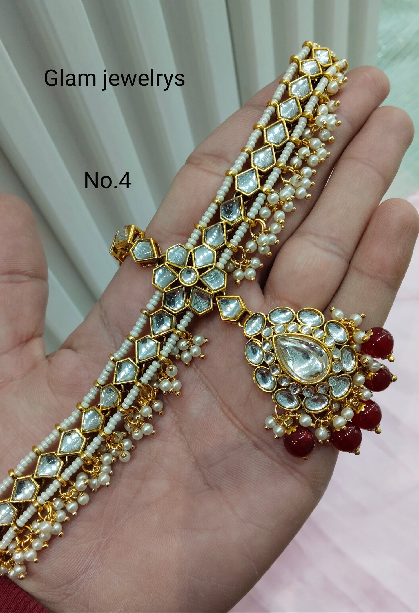 Indian Kundan Headpiece Matha Patti Head piece sheesh fool/Bollywood Head Piece Tikka Hair chain